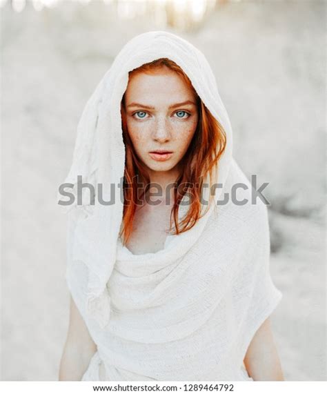 Beautiful Young Girl Red Hair Freckles Stock Photo 1289464792
