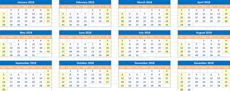 Excel 2018 Yearly Calendar Calendar Printables 2018 Yearly Calendar