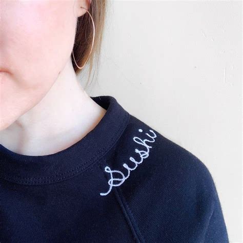 Personalized Name Sweatshirt Lettering Around Collar Etsy Chain