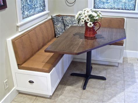 Some foldable dining tables can be used as a small corner table when not being used in its full this table offers a split use where one end can be used as a desk, hidden from sight when dining by a. Corner Banquette and Table - Traditional - Dining Tables ...