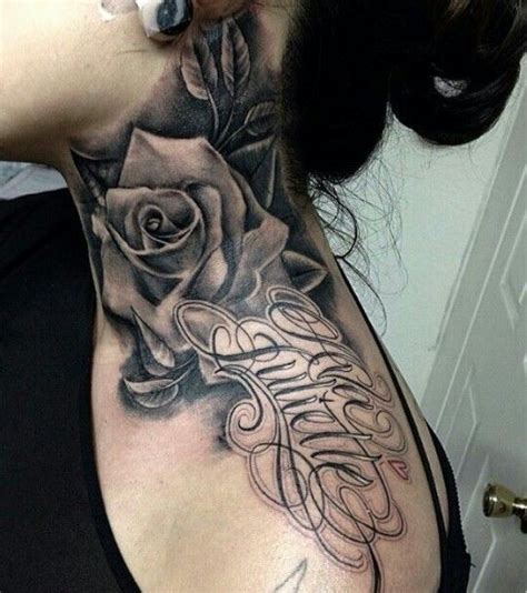 Check out our rose neck tattoo selection for the very best in unique or custom, handmade pieces from our shops. Flower Roses Tattoo And Lettering Tattoo With Black And ...