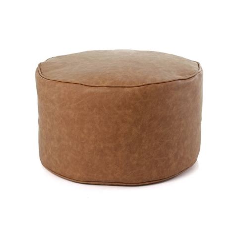 Here we have everything you need. Luxe Faux Leather Round Ottoman Cognac - Gold Medal Bean Bags : Target