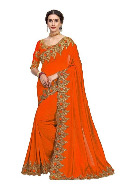 Designer Saree Indian Wedding Party Wear Sari Satin Embroidery Etsy