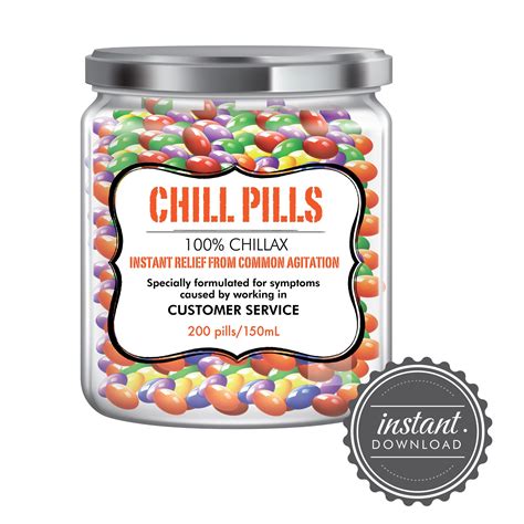 Chill Pills Chill Pill Candy Label Candy Jar Pill Art Pill Etsy