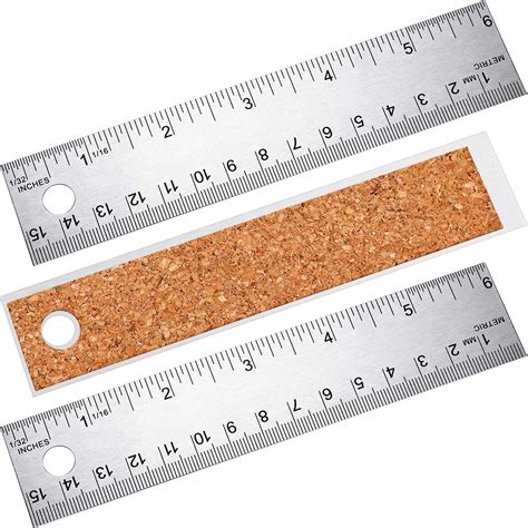Buy 3 Pieces Stainless Steel Cork Back Rulers Metal Ruler Set Non Slip