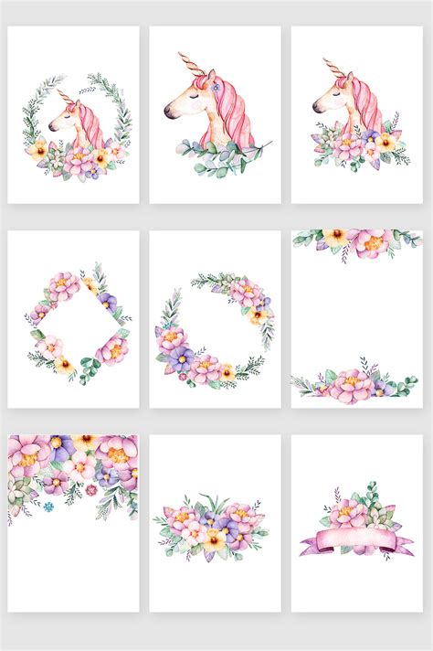 Check spelling or type a new query. HD free cutout watercolor pink floral unicorn pattern Free ...