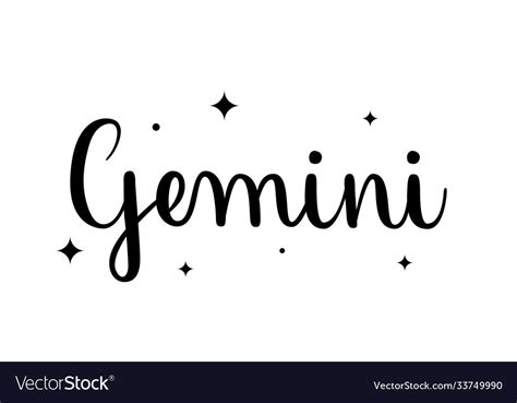 Gemini Handwritten Name Sign Zodiac Royalty Free Vector