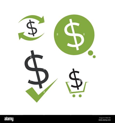 Set Of Simple Green Money Dollar Logo Design Sign Icon Logo Vector