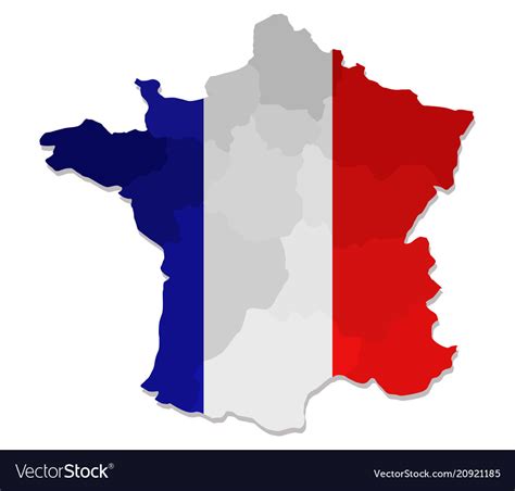 France Map With Flag Royalty Free Vector Image