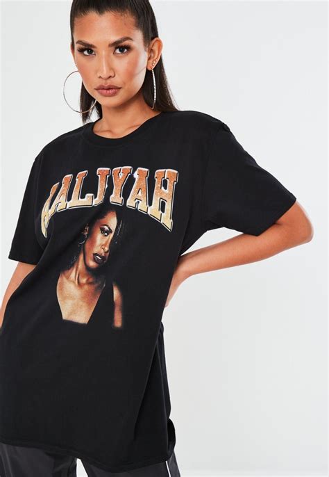 Missguided Black Aaliyah Graphic Oversized T Shirt Aaliyah T Shirt