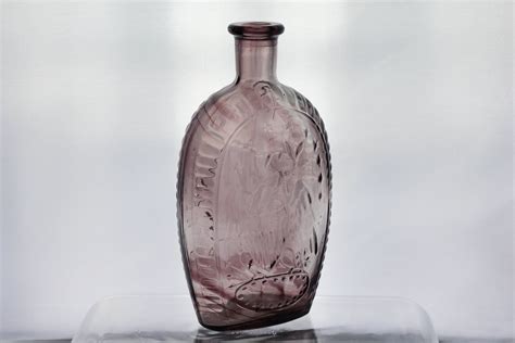 Vintage General George Washington Amethyst Purple Glass Flask Etsy Glass Flask Vintage