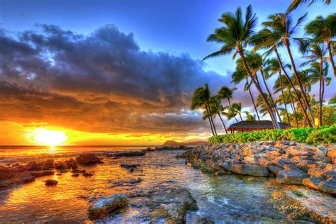 Oahu Hawaii Majestic Secret Beach Sunset Ko Olina Reflections Seascape