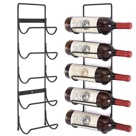 5 Bottle Wall Mounted Black Metal Wine Rack Storage Holder ... Great savings free delivery / collection on many items.
