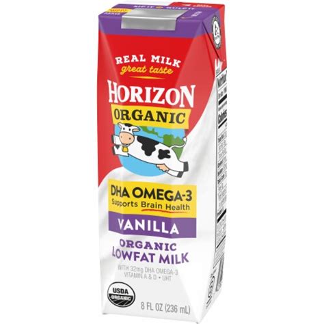 Horizon Organic Dha Omega 3 Vanilla Lowfat Milk 8 Fl Oz Kroger
