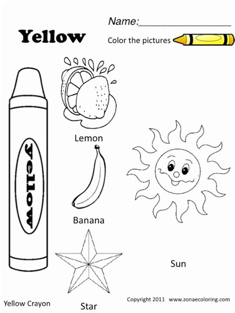 Things That Are Yellow Coloring Page Coloring Pages