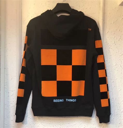 Off White Orange Checker Loop Collar Hoodie Sweatshirt 275 Tl