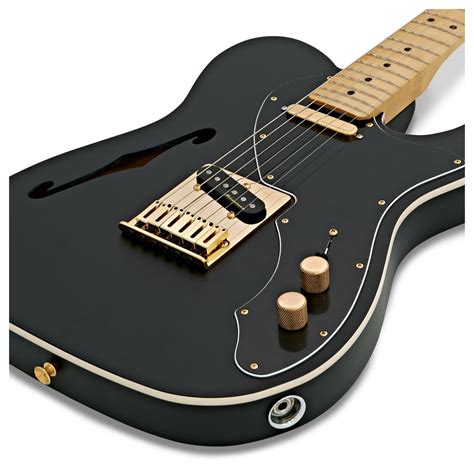 Fender Fsr Telecaster Deluxe Thinline Satin Black W Gold Hardware Gear4music