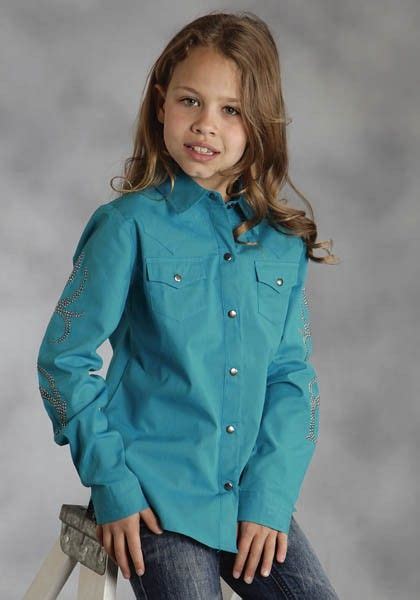 Girls Western Show Shirt In Turquoise That Can Easily Be Monogrammed