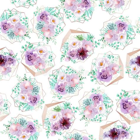 Watercolor Seamless Floral Background In Light Purple And Mint Green