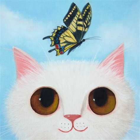 Butterfly And Winged Cat Oil Painting Pet Portrait Canvas Cat Etsy