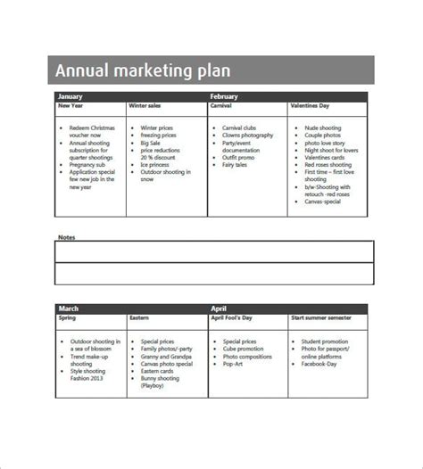 Annual Marketing Plan Template Free Printable Templates