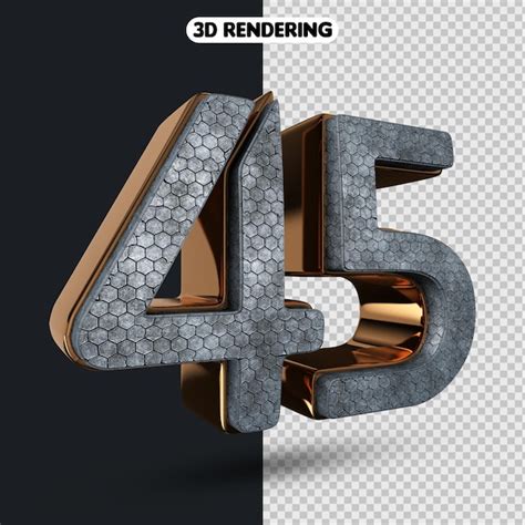 Premium Psd Number 45 With Style Gold 3d Rendering