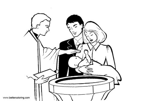 Jesus baptized by john the baptist coloring page for baptism with for 10 free coloring pages of jesus baptism. Baptism Coloring Pages Yound Couple and Their Baby - Free ...