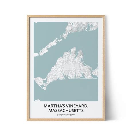 Martha S Vineyard Map Poster Your City Map Art Positive Prints