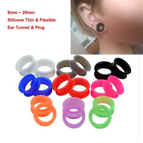 11 Pairs Soft Silicone Tunnels Ear Gauges Plugs Stretchers Flexible