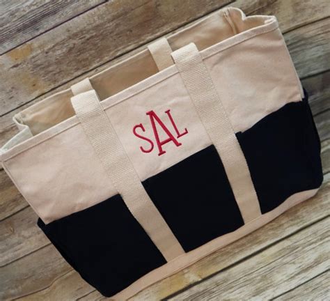 Personalized Carry All Pocket Tote Bag Monogrammed Carry All Etsy