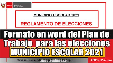 📚 【 Formato Word Plan De Trabajo Para Las Elecciones Del Municipio