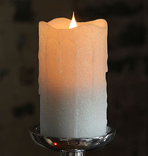 Moving Flame Simplux Led White Glittered Dripping Candle 3x5 Buy Now