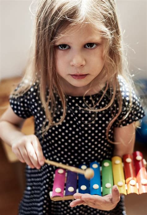 Little Girl Playing Xylophone Stock Image Image Of Playing Melody