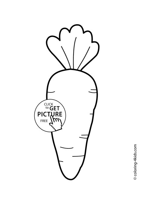 Carrot With Leaves Vegetables Coloring Pages For Kids