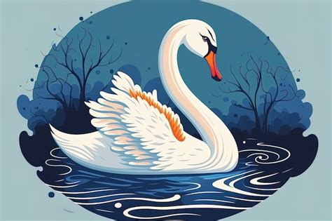 Premium Photo Swan Cartoon Bird Image In A Cute Style