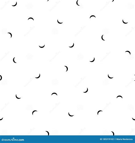 Seamless Pattern With Black Half Moon Crescents On White Background