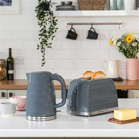Russell Hobbs Honeycomb Collection 17l Kettle And 2 Slice Toaster Grey