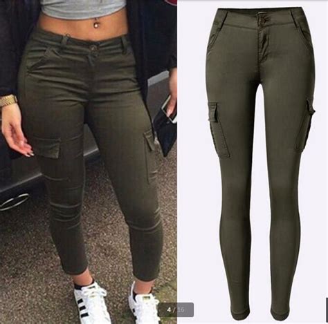 trendy cargo stylish skinny pants army green jeans womens jeans skinny green skinny jeans