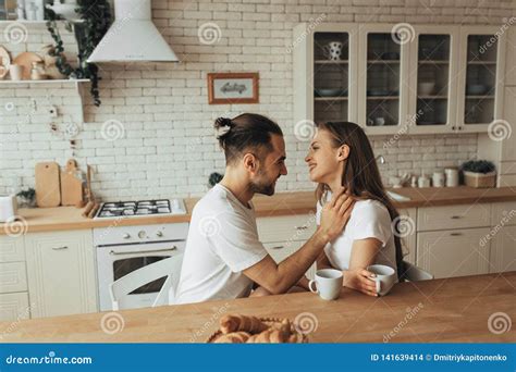 Beautiful Loving Couple Kissing In Bed Stock Photo Image Of Girl