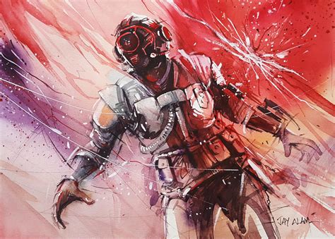 Fortnite 1 The Visitor Watercolour Painting By Abstractmusiq On