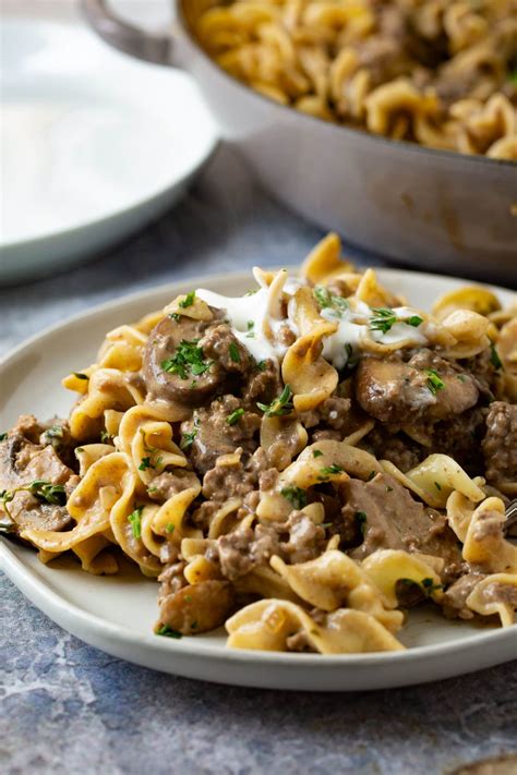 Creamy Ground Beef Stroganoff Recipe Oh Sweet Basil