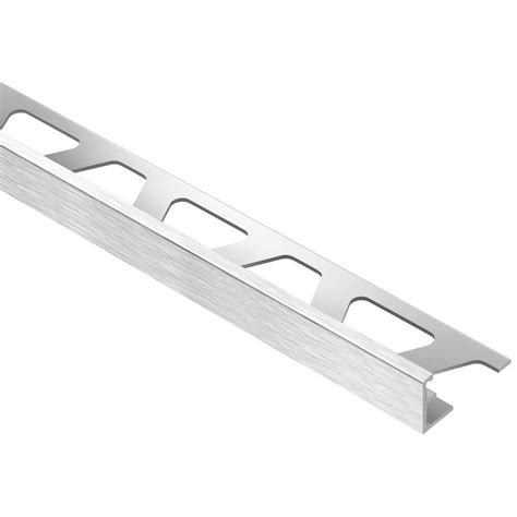 Metal tile trims and plastic tile edge trims come in several profile shapes and colors, but plastic is the least there are a few more schluter profile options readily available online. Schluter Jolly Brushed Chrome Anodized Aluminum 1/2 in. x ...