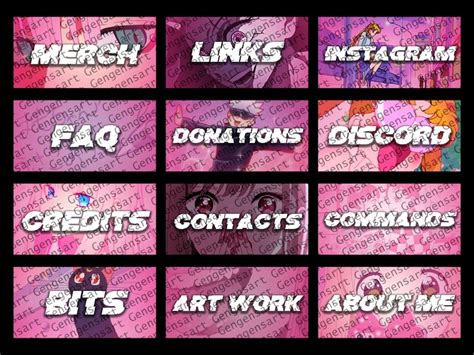 Cute Anime Twitch Panels Pink Theme X Panels Etsy