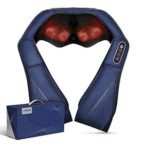 Naipo Shiatsu Back And Neck Massager With Heat 8nodes Deep Kneading Massage For Neck Back