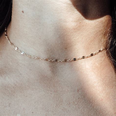 Gold Filled Dainty Chain Necklace Dainty Gold Choker Gold Etsy