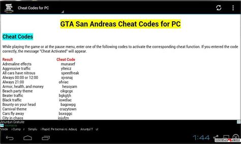 Download Gta San Andreas Cheat Codes 2015 Mobile Phone App