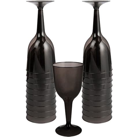 Black Plastic Wine Glass 295ml 20pk Party Savers