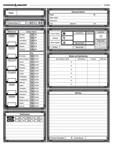 Character Sheet For Dandd 5th Edition William Lu Dnd Character Sheet