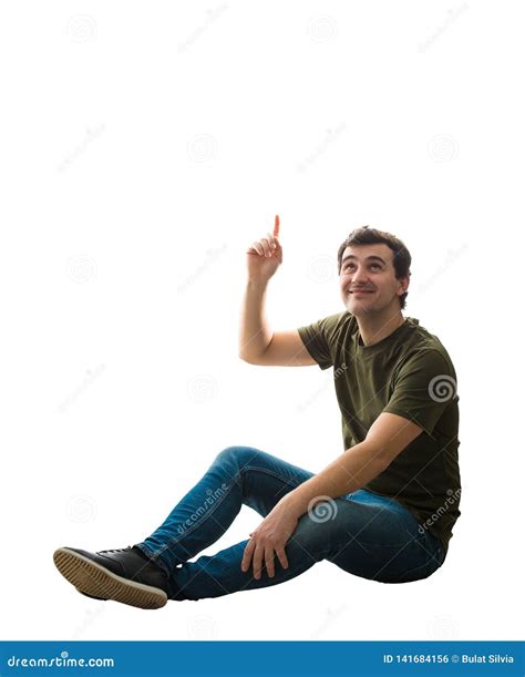 Seated Man Showing Up Stock Photo Image Of Floor Handsome 141684156