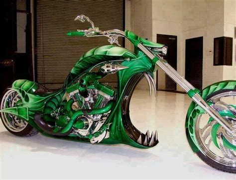 Sick Green Chopper Monster Bike Chopper Motorcycle Custom Street Bikes